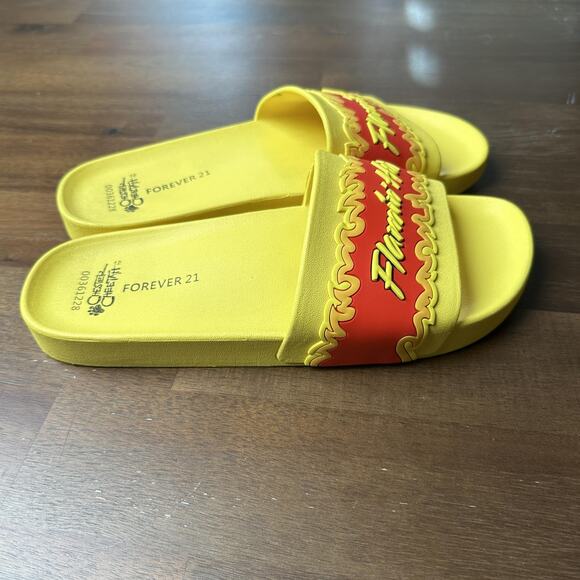 Forever 21 Flamin' Hot Shoes Womens Size 8 Yellow Chester Cheetah Slide Sandals - Picture 2 of 10